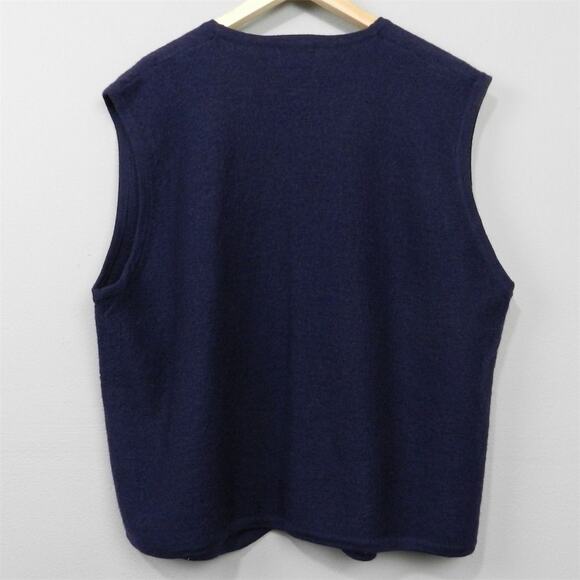 Vintage 90s Koret Felted Wool‎ Vest Size XL Navy Blue Paisley Embroidered Beaded - Picture 8 of 11